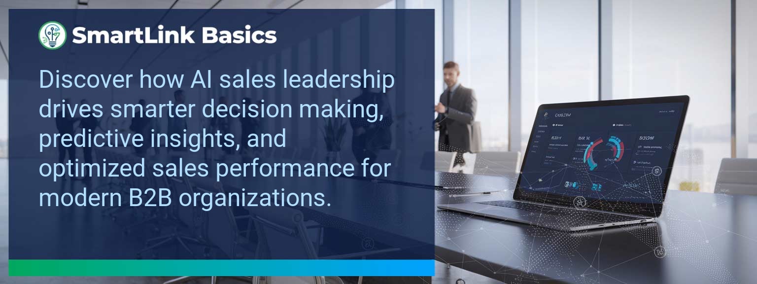 Sales leader using AI sales leadership tools on laptop with CRM dashboard