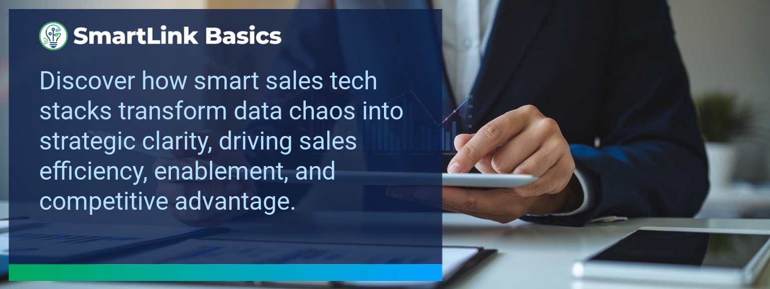 Illustration of Smart Sales Tech Stacks unifying CRM, automation, and analytics for sales clarity.