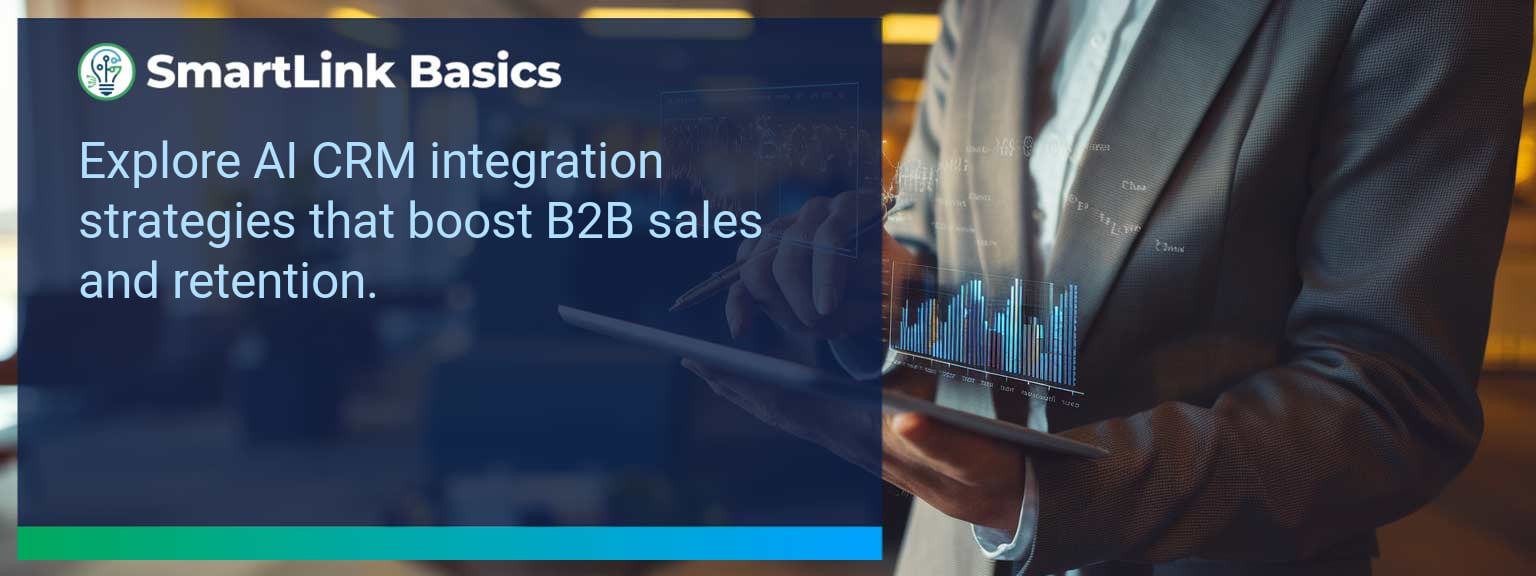 Sales leader reviewing AI CRM Integration dashboard on a laptop screen