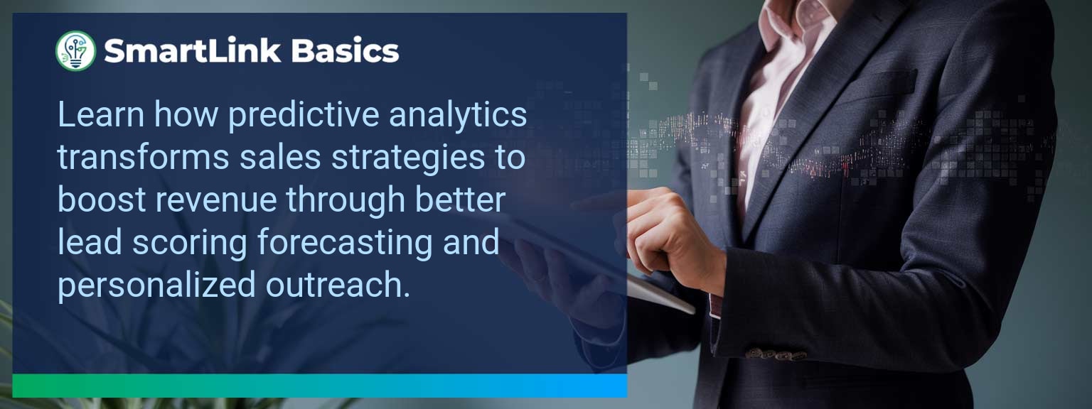 Sales dashboard showing predictive analytics lead scoring and sales forecast for B2B teams